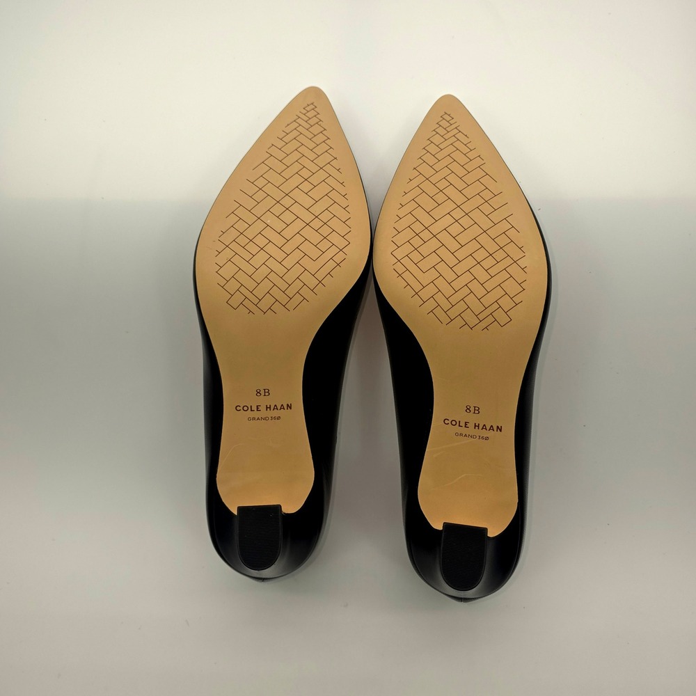 Cole Haan Mylah Heel Pump NIB 75mm Black Leather Pointed Toe Women's Size 8B - Picture 5 of 7